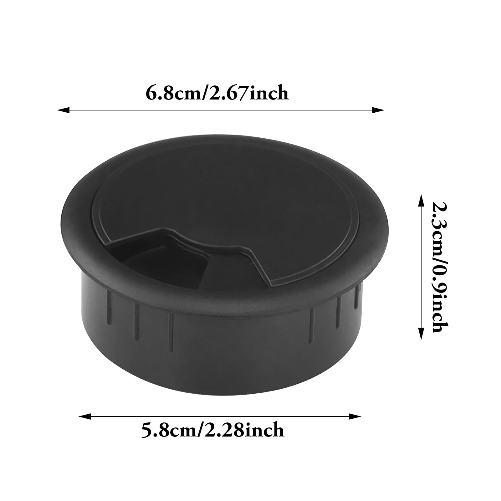 Pasacables para escritorio 60 mm plástico negro