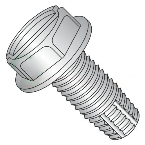 10-32 x 3/4" Type F Thread Cutting Screws/Slotted/Hex Washer Head / 410 Stainless Steel (Carton: 3,000 pcs)