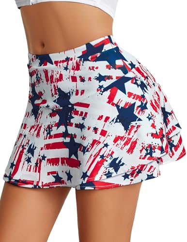 Avidlove Sexy Mini Skirt for Women Y2k Short Skirts Sexy Layered Ruffle Lingerie Skirts Cosplay Outfits(Flag Print,Small)
