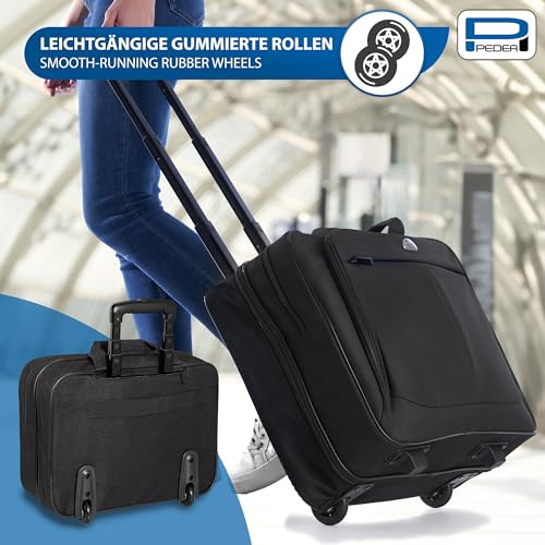 PEDEA Business Trolley Premium Air Laptop-Rollkoffer bis 17,3 Zoll (43,9 cm) mit Übernachtungsfach, schwarz