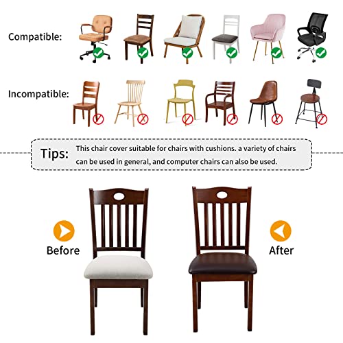 Fuloon Dining Chair Covers Set Of 4, Solid Pu Leather Waterproof And Oilproof Stretch Dining Chair Protctor Cover Slipcover thumb #2
