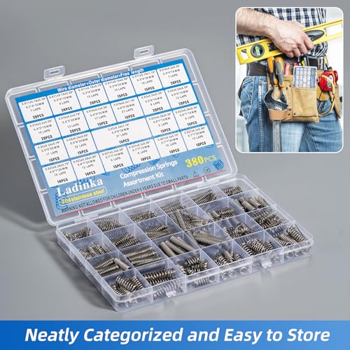 380pcs stainless steel compression springs assortment kit - small amp tiny springs with 23 different sizes metal compression springs for pen repair home diy workshop amp industrial use