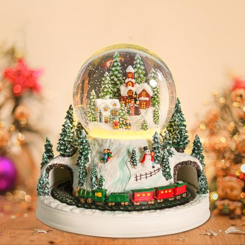 Bshine Christmas Snow Globes Decoration, 6.4" Sparkling Musical Antique Snowman