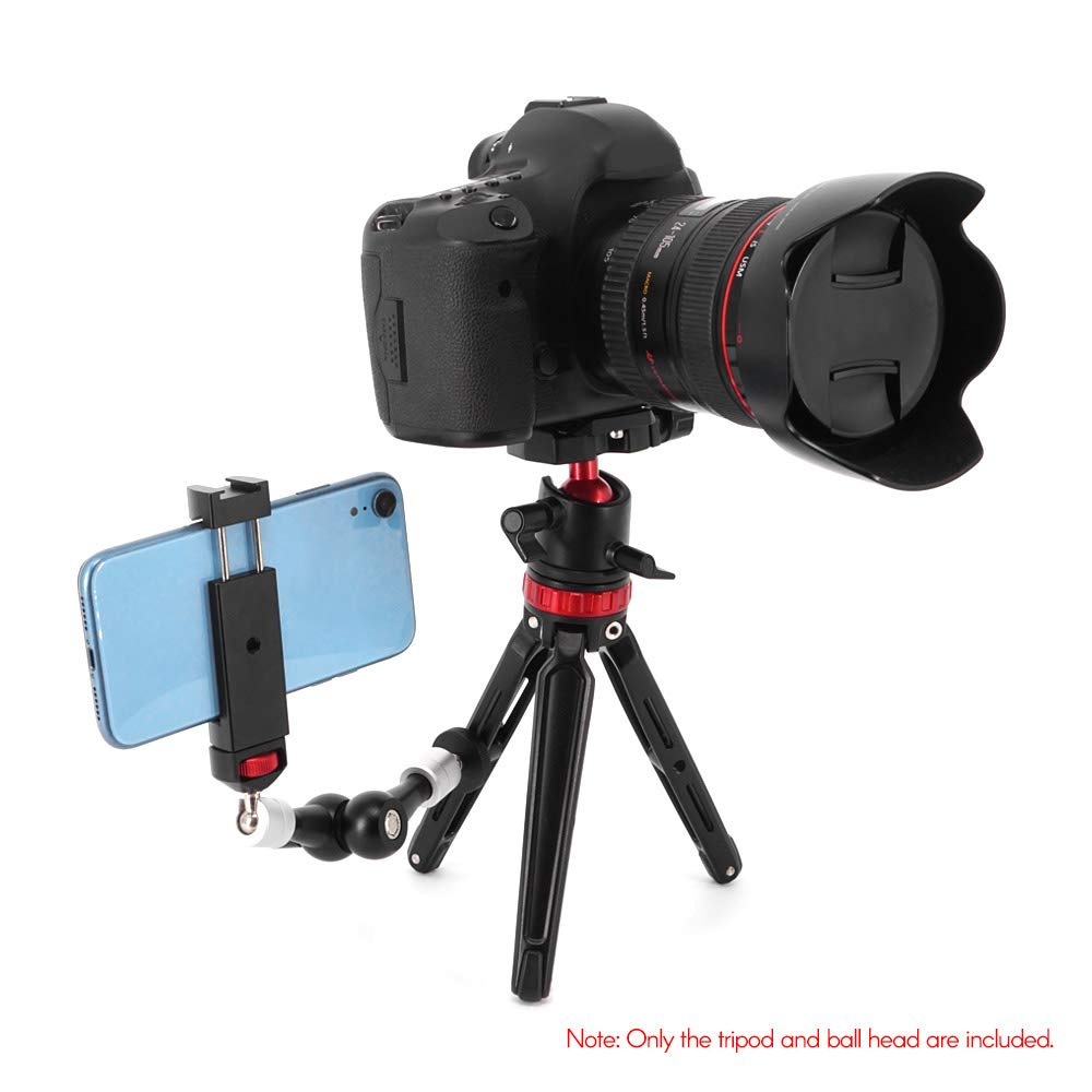 Andoer Mini statyw stołowy z panoramiczną głowicą kulową, głowicą kulową, płytką szybkozłączną, poziomica, śruba 1/4 cala, do GoPro Hero 6/5/4/3+ do Yi Lite 4K