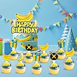 Yellow Cartoon Birthday Party Supplies, Yellow Jeans Cartoon Theme Party Decorations Including Birthday Banner, Backdrop, Balloons, Cupcake Toppers - Image 5