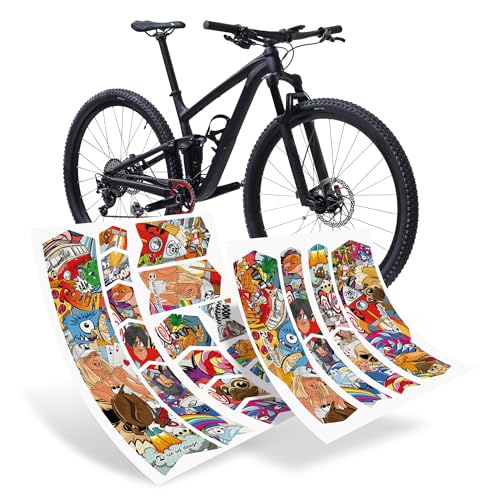 Riesel Design® Fahrrad Rahmenschutz Set Tape 3000 - Stylische Fahrrad Schutzfolie/Selbstklebende Fahrradschutzfolien/MTB Rahmenschutzfolie als Kratzschutz (stickerbomb Set)