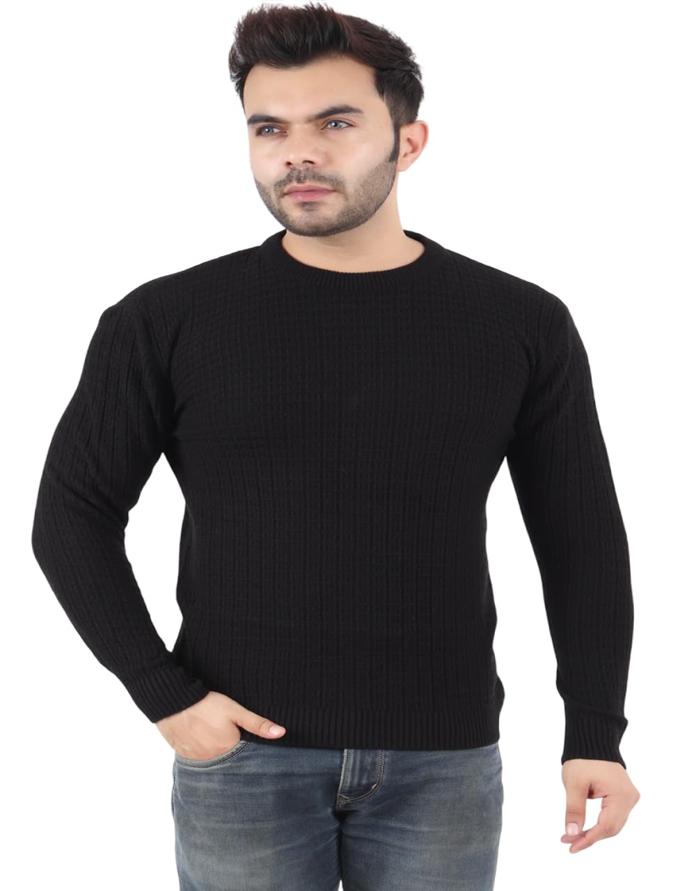 health fit india Round Neck, Full Sleeve, Fashionable & Trendy Premium Daffodil Wool, Winter Wear in Solid Colors Woolen Sweater for Men (Control Temperature up to 12°C)-picture-54