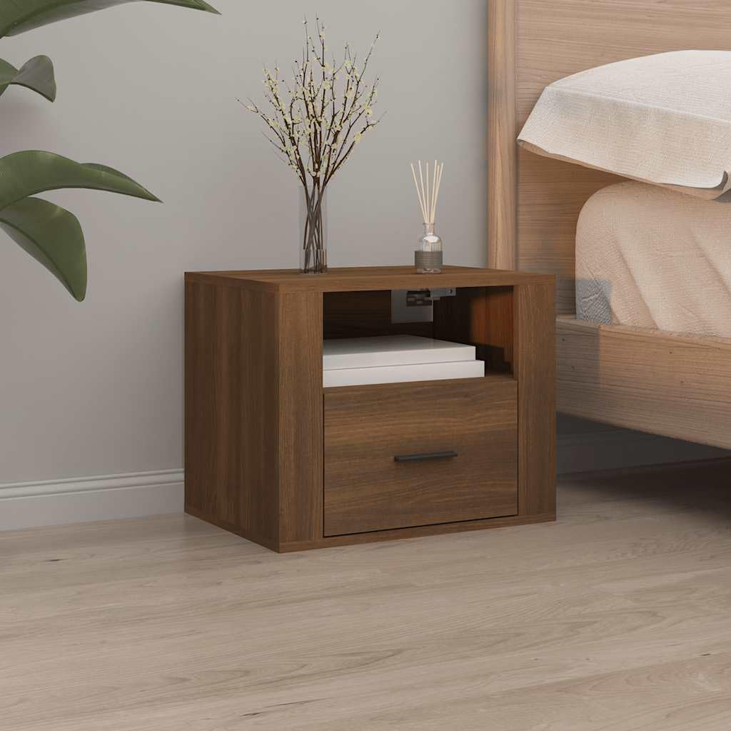 Wand Nachttisch aus Holzwerkstoff mit Stauraum und stabiler Oberplatte für Wohnzimmer und Schlafzimmer, Montageanleitung inklusive