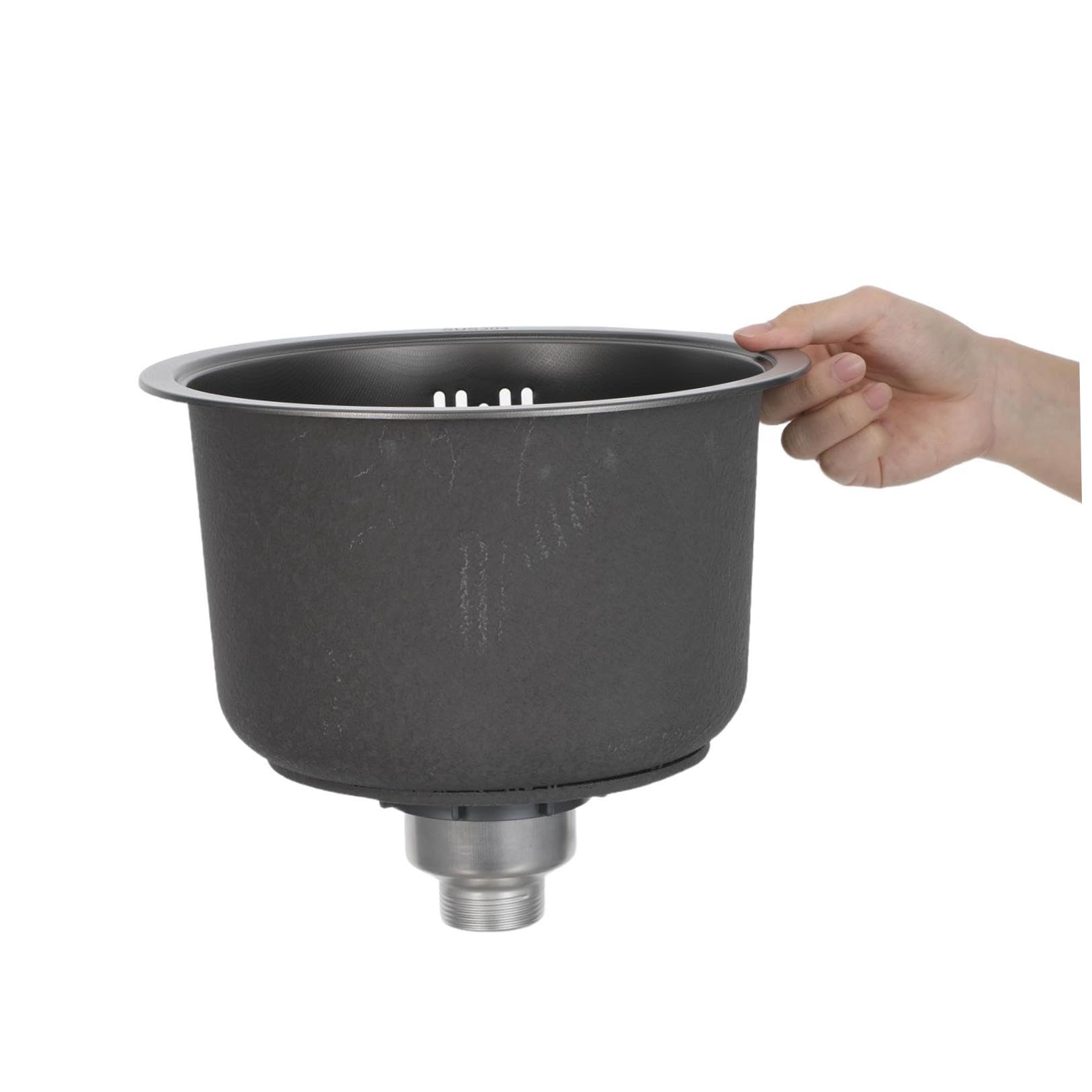 SHINEOFI Fregadero Tamaño 30x28x17 Cm Mini Redondo de Acero Inoxidable 304 con Kit de Desagüe y Doble Instalación para Cocina de Bar y Camper