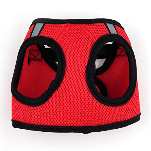 The Worthy Dog Sidekick Harness with Comfy Padded Mesh Velcro Adjustable, Outdoor, Easy Walk Vest for Dogs - Small, Red