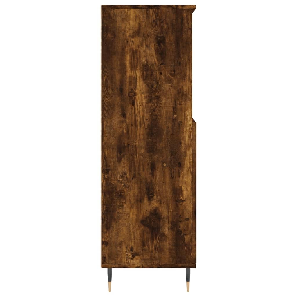 Générique Wysoki bufet wędzony dąb 60 x 36 x 110 cm, przemysłowy mebel z drewna inżynieryjnego z 6 przegródkami do przechowywania, praktycznymi drzwiami i wytrzymałym blatem, metalowe nogi dla