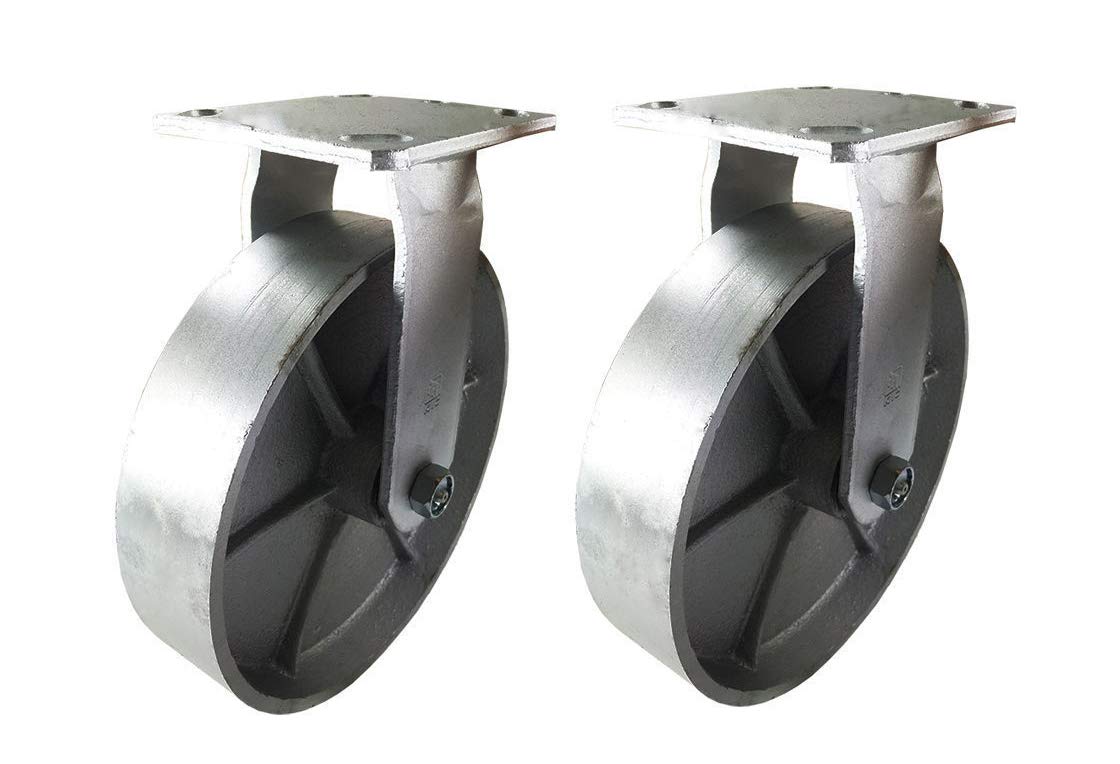 2 Heavy Duty Caster 4" 5" 6" 8" Steel Wheel Rigid Swivel Brake Total Lock (4": 2 Swivel)