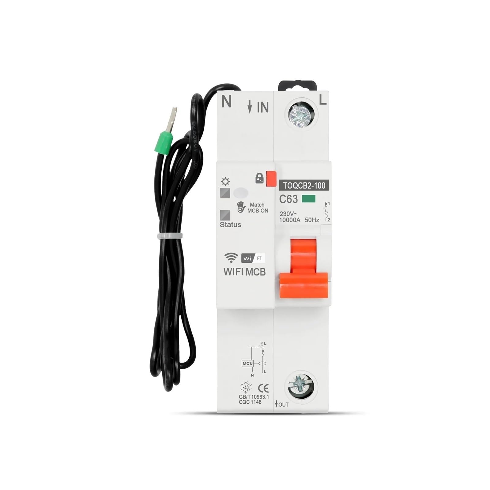 Disjoncteur de Mesure WiFi Tuya MCB connecté pour tableau électrique avec télécommande sans fil