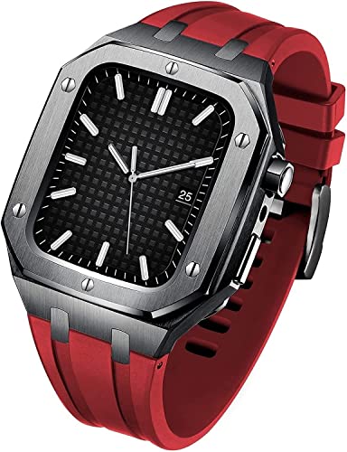 Boîtier montre Apple Watch 44 45 mm et bracelet de montre fluororubber de rechange iWatch