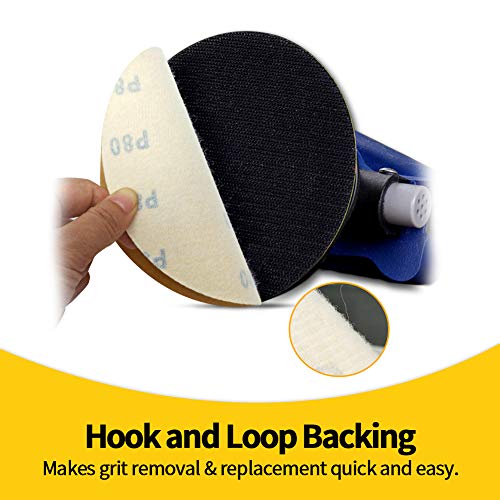 SPEEDWOX 50 Pcs 6 Inches Sanding Discs 80 Grit Dustless Hook and Loop Sandpaper for Random Orbital Sander Yellow Finishing Discs for Automotive Woodworking - Image 4