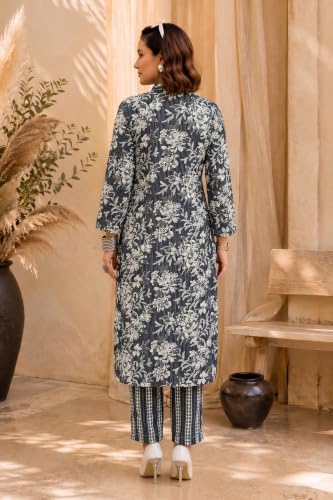 Image of MIRCHI FASHION Pure Cotton Plus Size Lucknowi Chikankari Kurta Set with Pant | 3XL 4XL 5XL Straight Kurta Pant Set | Ethnic Office Wear