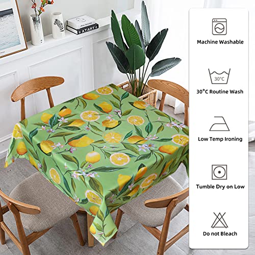 Lemon Square Tablecloths 52 X 52 Inch - Green Lemons Table Cloth For Summer - Waterproof Stain-Resistant Spillproof Polyester Fabric Table Cloths Cover For Kitchen, Dinning Room, Patio, Garden Yard… #TOP2