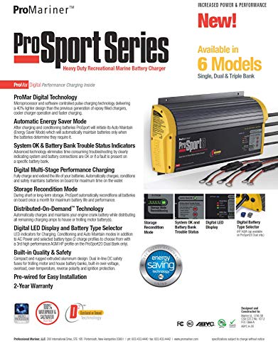 Promariner Prosport 8 Gen 3 Heavy Duty On-Board Marine Battery Charger - 8 Amp - 2 Bank #TOP1