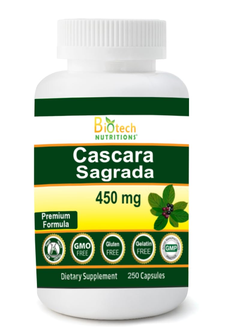 Cascara Sagrada 450 mg 250 Veg Capsules