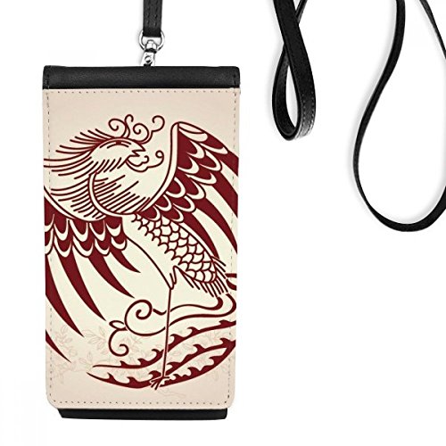 Cadeau phoenix chinois porte-monnaie suspendu en cuir noir