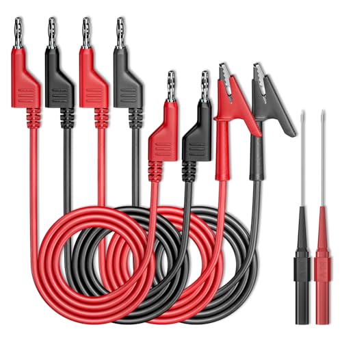 Image of Goupchn Test Leads Kit Alligator Clips Electrical Cable 4mm Banana Plug to Banana Plug Test Wires with Wire Piercing Probes 6PCS for Multimeter Electrical Testing Red&Balck