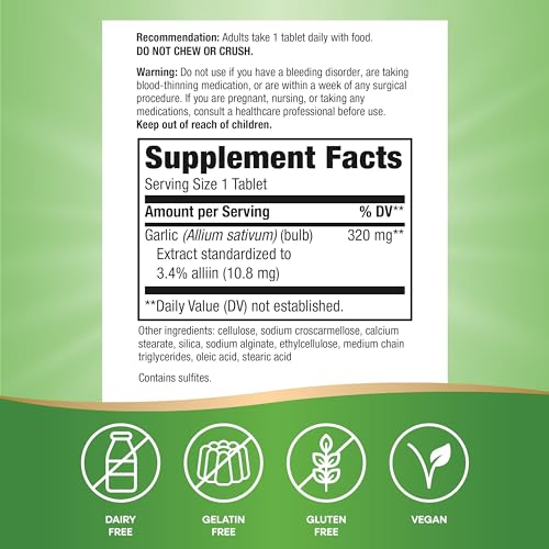 Nature'S Way 08501 Garlinase 5000, Garlic Extract, Supports Heart Health*, Odor-Free, Vegan, 100 Tablets  thumb #4