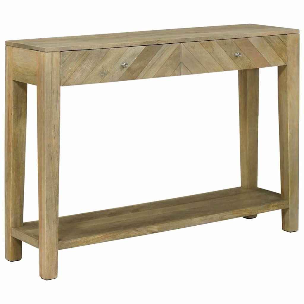 Stolik konsolowy z szufladami, naturalny szary, 110 x 30 x 80 cm, lite drewno mango do salonu, wnętrz