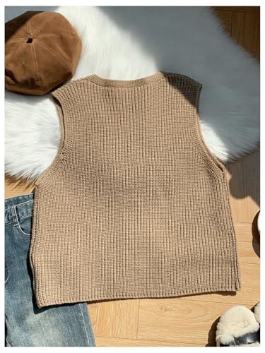 Verdusa Women's Plus Size Bow Tie Front Sweater Vests Sleeveless V Neck Knitted Cardigan Outwear2