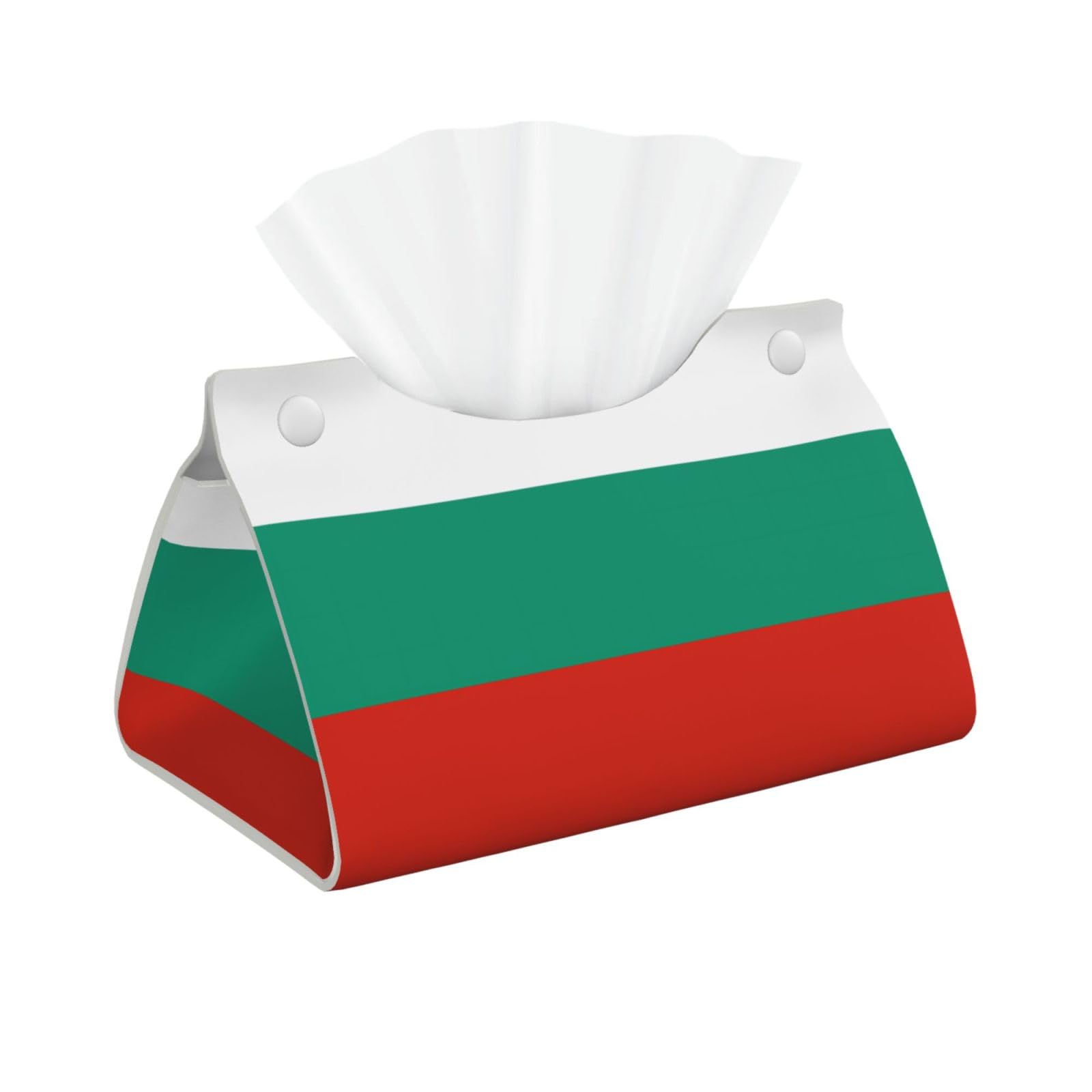 Bulgarian Flag Long Leather Tissue Box Cover-Waterproof PU Leather Tissue Holder for Bathroom, Decorative Rectangular Tissue Case