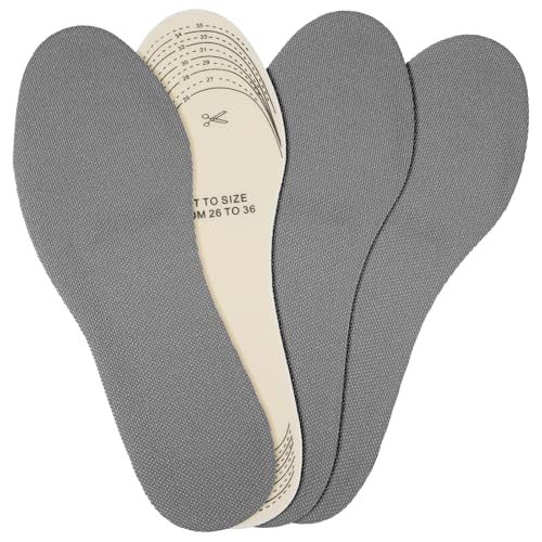 2 Pairs Kids Insoles for Sneakers Children Memory Sponge Insoles, Cuttable Comfort Insert, Washable Replacement Breathable Latex Shoe Sole Children Replacement Insole for Support Shock(Gray)