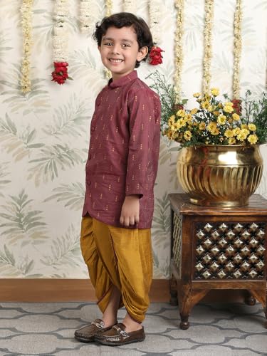 Image of POLKA TOTS Elegant Traditional Dhoti Kurta Set for Baby Boys & Toddlers - Ultra-soft Cotton Ethnic Dress for Festivals and Weddings | Premium Angrakha Style Ethnic Wear