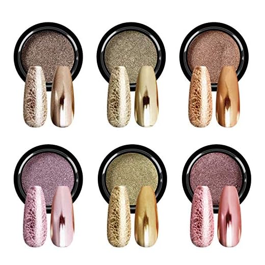 Saviland Chrome Nail Powder - Holographic Gold Nail Powder 6 Colors Metallic Mirror and Bubble Effect Nail Art Decoration Manicure Pigment Set for Nails