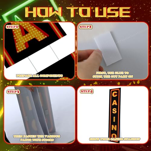 Image of Cinnvoice 6 ft Casino Night Decorations Casino Cardboard Stand up Sign Photo Props Cardboard Column Backdrop Welcome Porch Sign for Las Vegas Game Themed Birthday Poker Night Party Decor