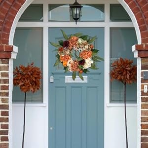 Beinhome Fall Wreath for Front Door, 16 Inch Artificial Autumn Hydrangea Pumpkin Peony Wreath for Party Farmhouse Wedding Home Porch Window Decoration Indoor Outdoor Decor Beinhome Fall Wreath for Front Door 16 Inch Artificial Autumn Hydrangea Pumpkin Peony Wreath for Party Farmhouse Wedding Home Porch Window Decoration Indoor Outdoor Decor