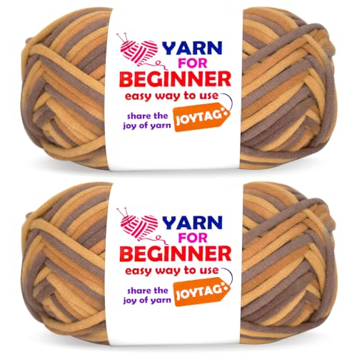 Image of 2 * 50g Rainbow Beginner Crochet Yarn for Crocheting and Knitting Multicolor Cotton Crochet Yarn for Beginners(Brown Tone)
