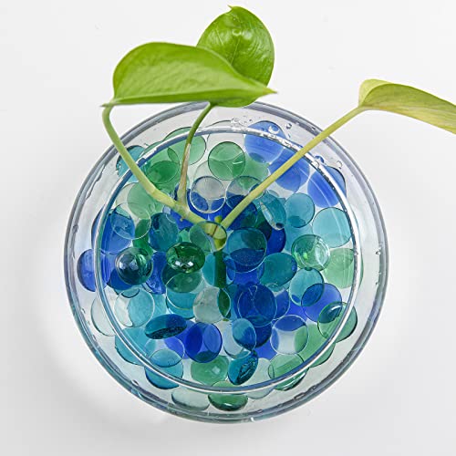 Hisredsun 290pcs glass pebbles,1.35kg Mixed Color flat marble beads,Vase filler stones Fire Glass pebbles Artificial Gemstones Decorative glass Stones for Aquarium Flowerpot - Image 3