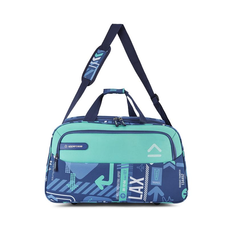 Image of uppercase JFK 50cm Duffle Bag | 44 LTS | Dust Resistant Travel Bag | Spacious Main Compartment | Adjustable Shoulder Strap |Sustainable Duffle Bag for Women & Men | 1500 Days Warranty (Blue)