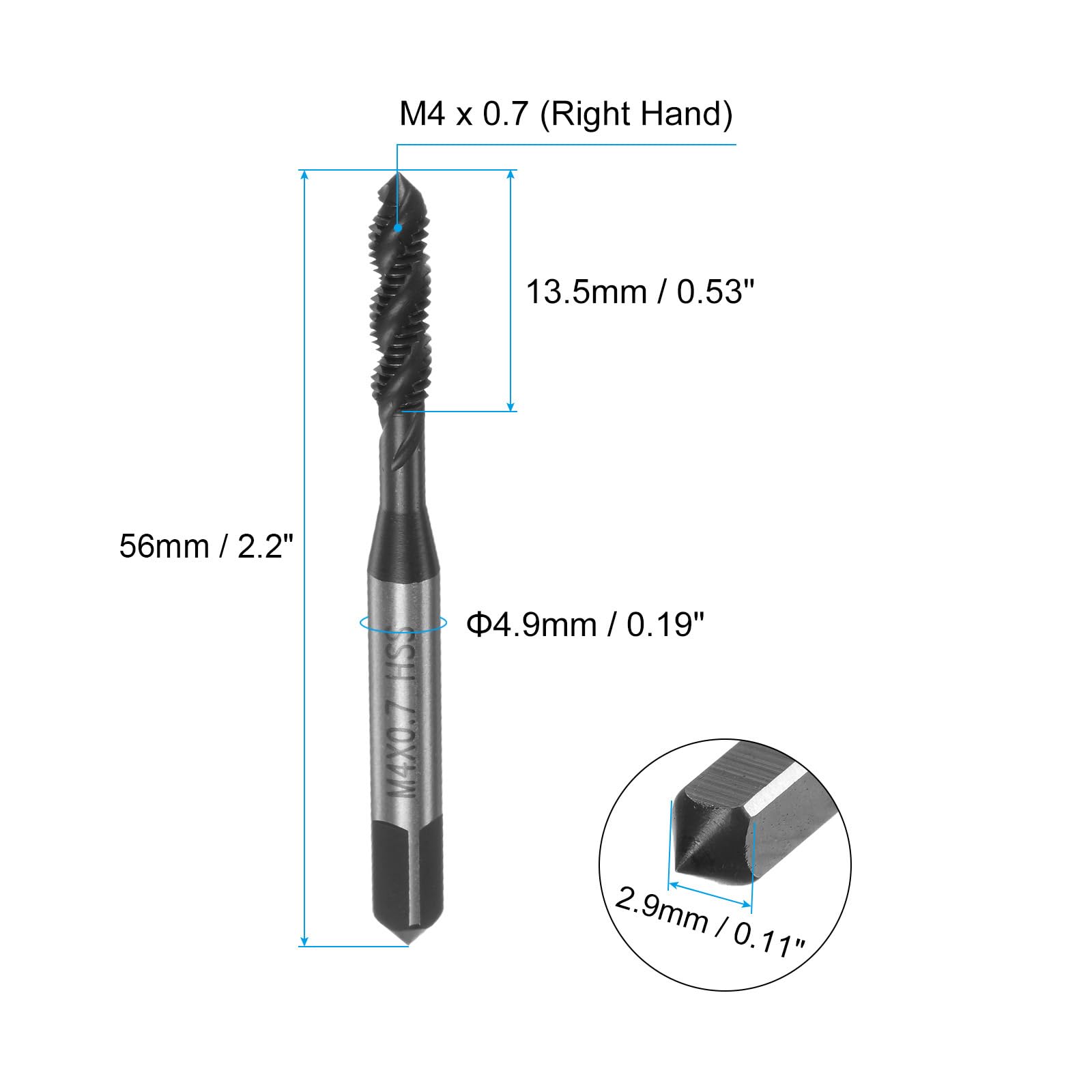 QUARKZMAN 8pcs Métrique Spirale Flûte Filetage Taps, M4 x 0,7 H2 Vis Filetage Robinet, Nitrure Revêtement 6542 Élevé Vitesse Acier Machine Tapotement Outils pour Machiniste Réparation