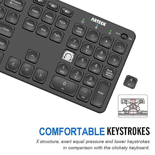 Arteck HB305-3B Universal Backlit 7-Colors & Adjustable Brightness Multi-Device Full Size Wireless Bluetooth Keyboard thumb #2