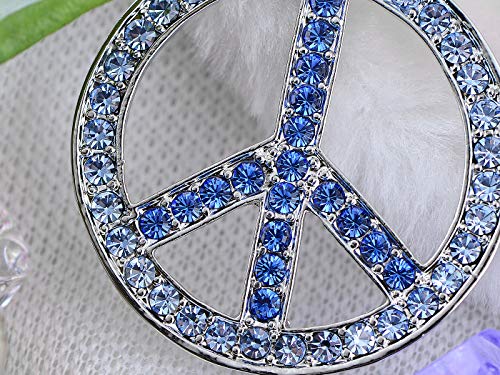 Alilang Silvery Tone Shine Blue Crystal Rhinestones Hippie Peace Sign Brooch Pin Pendent #TOP3