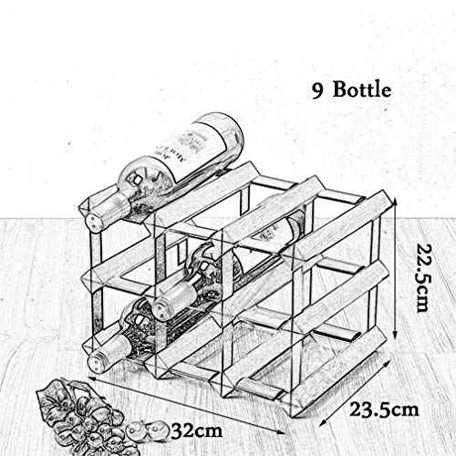 Soporte Para Botellas De Vino 9 Botellas De Madera Y Metal miniatura 2