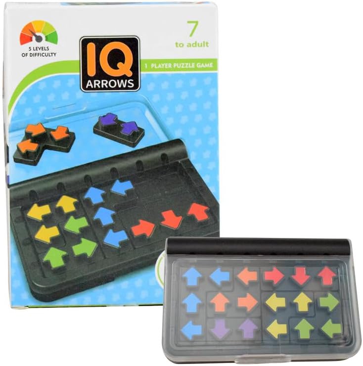 IQ Arrow Game, 120 Challenges, 5 Levels of Difficulty, 1-Player Puzzle Game for Kids and Adults, Improves Critical Thinking and Strategy