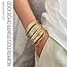 17IF 11 Pcs Gold Bangle Bracelet For Women, 14k Multilayer Charm Textured Stackable Bracelets Boho Indian Wave Chunky Cuff Fashion Jewelry Gift