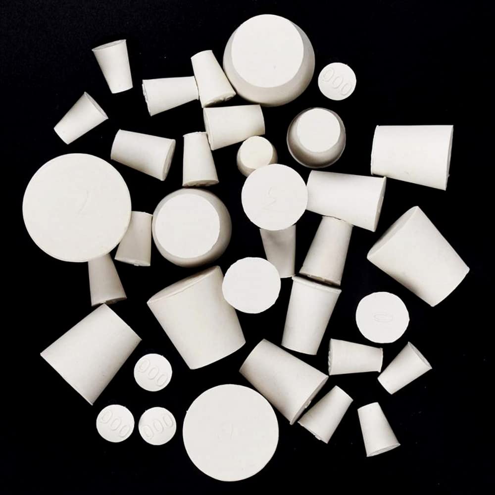 19 # Tapones de goma sólida, tapón de goma de laboratorio blanco botella de tanque de sellado a presión tapón de agujero cónico, 1 paquete