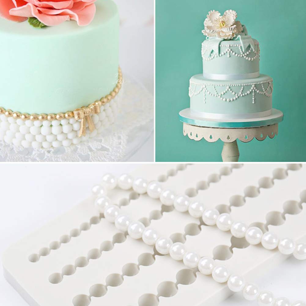 Cuentas perlas molde de silicona Fondant decoración molde cadena de perlas decoración de pasteles Sugarcraft herramienta de decoración