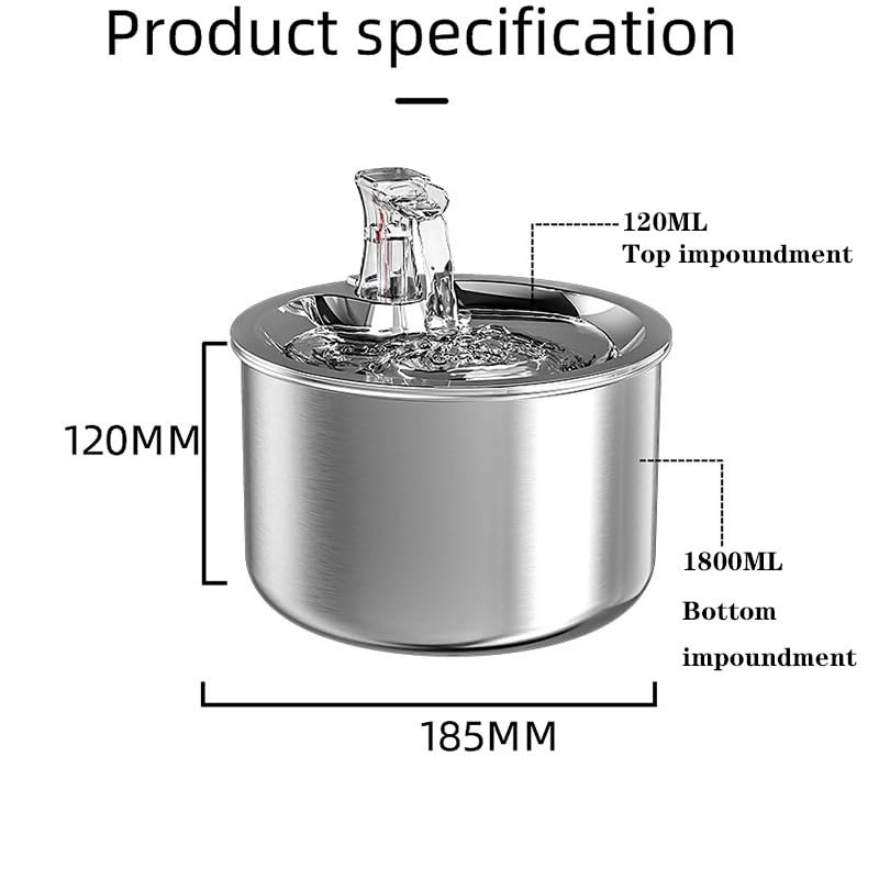 Fuente automática para gatos y perros acero inoxidable 2L miniatura 5