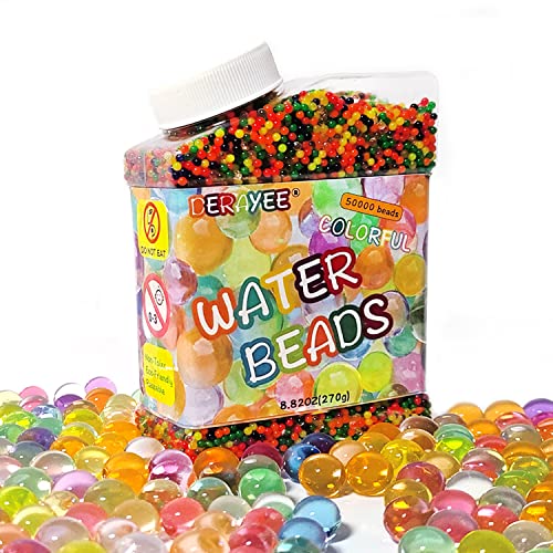 DERAYEE 50000 Stücke Wasserperlen,Wasserperlen Ungiftig,Water Beads für Heimwerker,Dekoration,Pflanzenfüller Cover