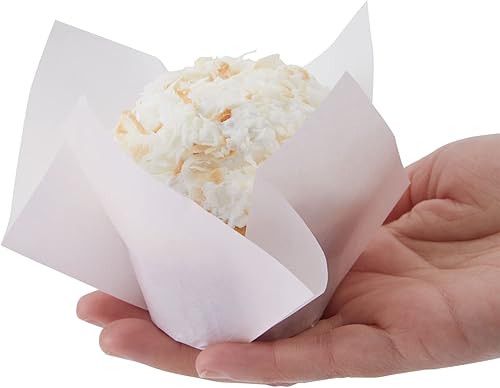 Vista 24 de Juvale Tulip - Moldes para cupcakes – 100 unidades de papel pergamino blanco de 2.2 x 3.15 pulgadas para hornear, papel de tulipán jumbo