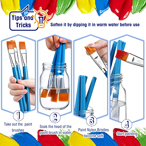 Flat Paint Brushes Watercolor Acrylic Paint Brush Synthetic Nylon Hair Paintbrush 1 Inch Artist Painting Brush For Detail Painting Oil Watercolor Fine Art Painting For Kids (Sky Blue, 5 Pieces) #TOP3