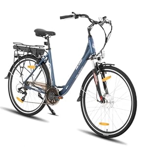 Hiland Elektrische fiets, 28 inch voor volwassenen, 250 W, stadspendelaar, elektrische fiets, e-bike voor mannen en vrouwen, met 25 km/u